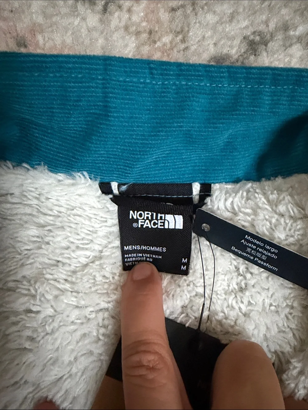 The North Face Teal Corduroy Sherpa-Lined Jacket